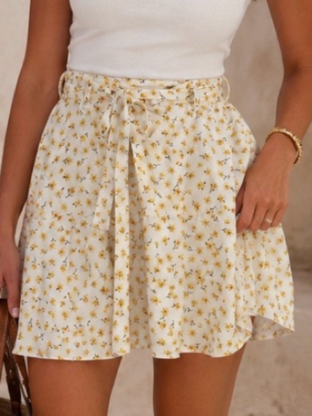 Butter Yellow Dainty Floral Skirt